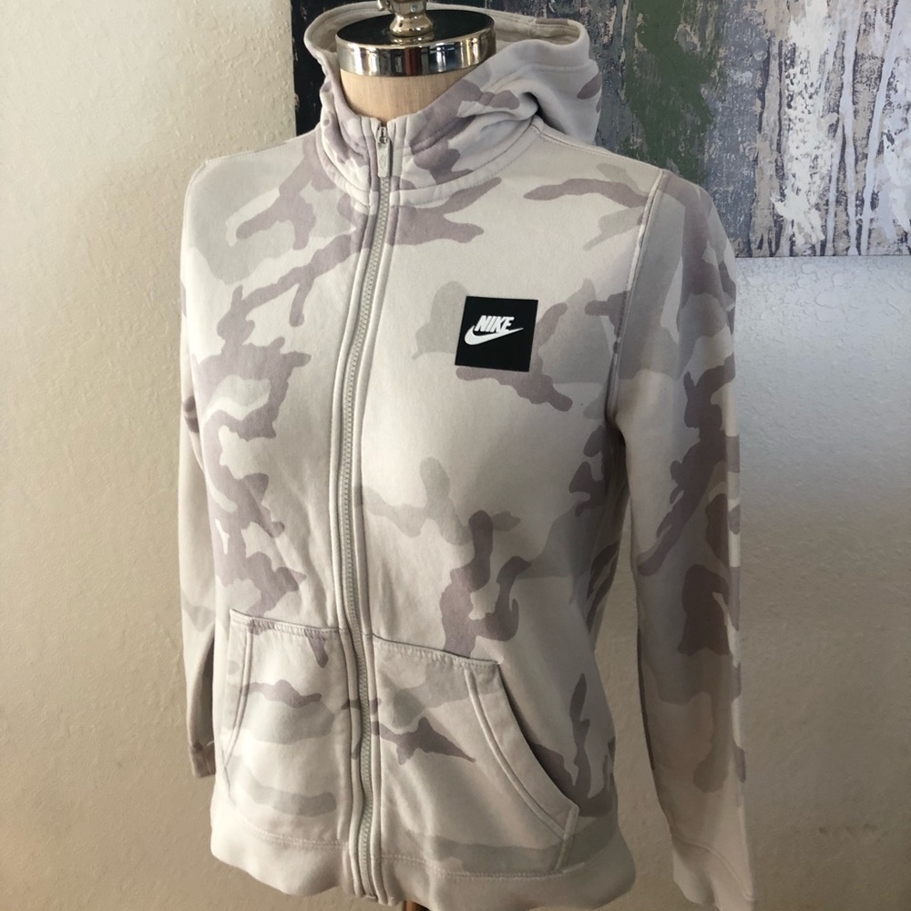 NIKE Camo Full Zip Hoodie Fleece Lined Camo Blue Label